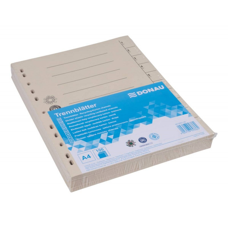 Przekładka DONAU, karton, A4, 235x300mm, 1-10, 1 karta, jasnobrązowa