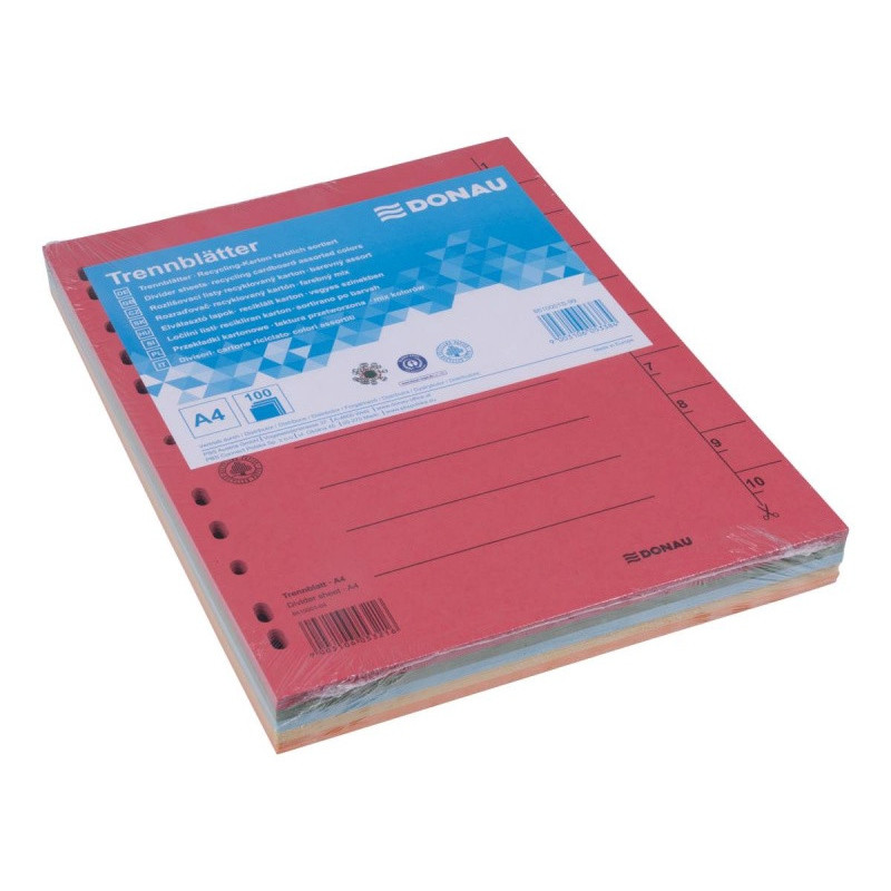 Przekładka DONAU, karton, A4, 235x300mm, 1-10, 1 karta, mix kolorów