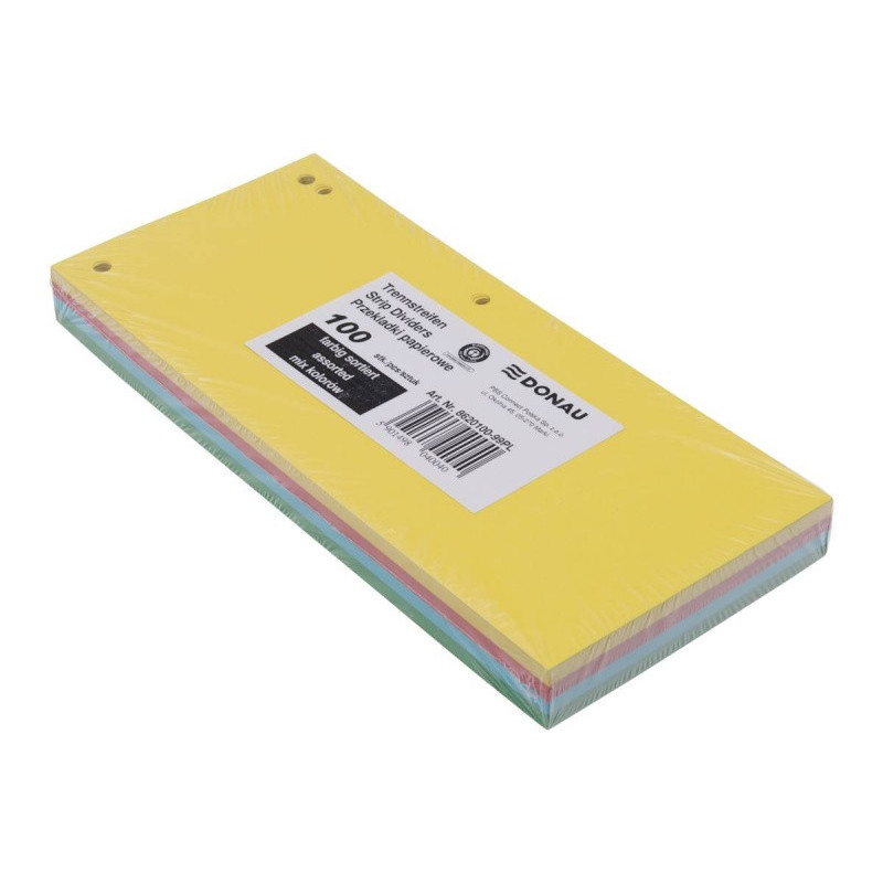 Przekładki DONAU, karton, 1/3 A4, 235x105mm, 100szt., mix kolorów