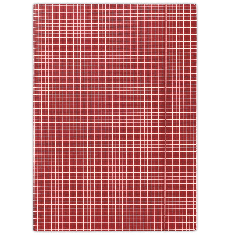 Teczka z gumką DONAU, karton, A4, 400gsm, 3-skrz., czerwona w kratę