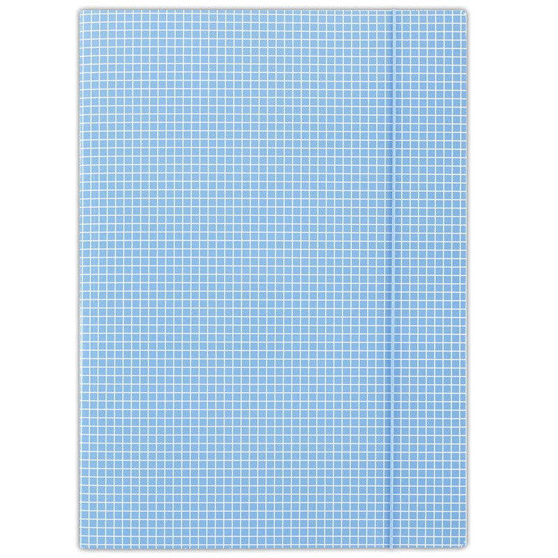 Teczka z gumką DONAU, karton, A4, 400gsm, 3-skrz., niebieska w kratę