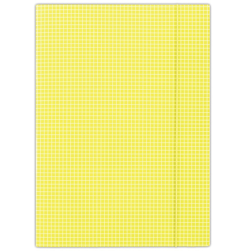 Teczka z gumką DONAU, karton, A4, 400gsm, 3-skrz., żółta w kratę