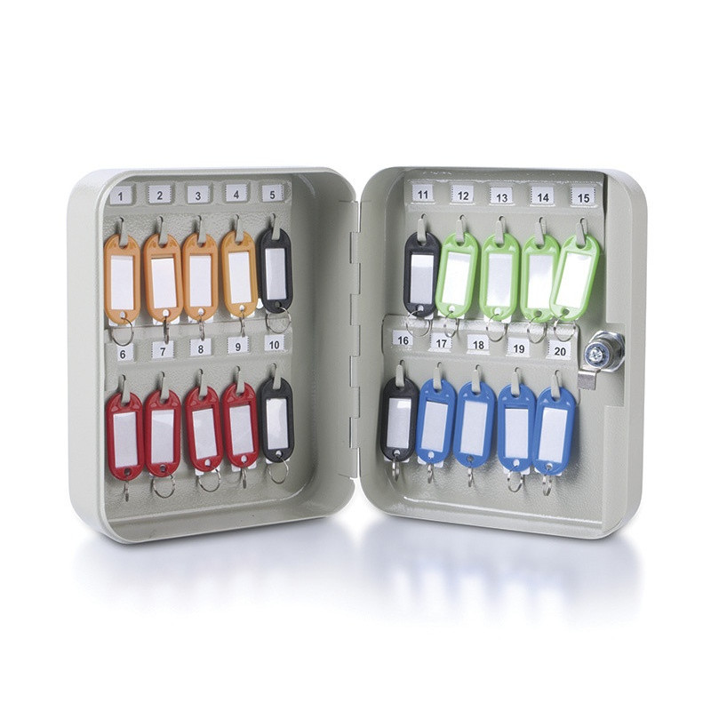 Szafka na klucze DONAU, na 20 kluczy, 200x160x80mm, szara