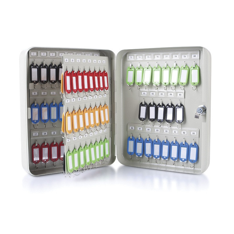 Szafka na klucze DONAU, na 93 klucze, 300x240x80mm, szara