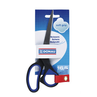 Nożyczki biurowe DONAU Soft Grip, 16,5cm, niebieskie