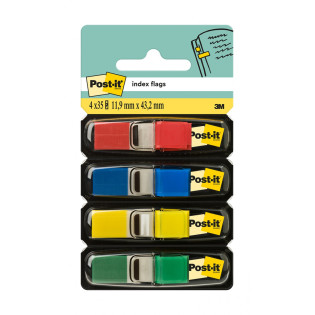 Zakładki indeksujące POST-IT® (683-4), PP, 11,9x43,2mm, 4x35 kart., mix kolorów