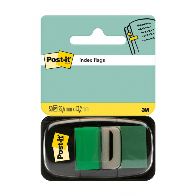 Zakładki indeksujące POST-IT® (680-3), PP, 25,4x43,2mm, 50 kart., zielone