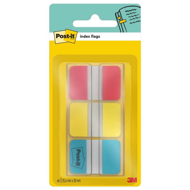 Zakładki indeksujące POST-IT® do archiwizacji (686-RYB), PP, silne, 25,4x38,1mm, 3x22 kart., mix kolorów