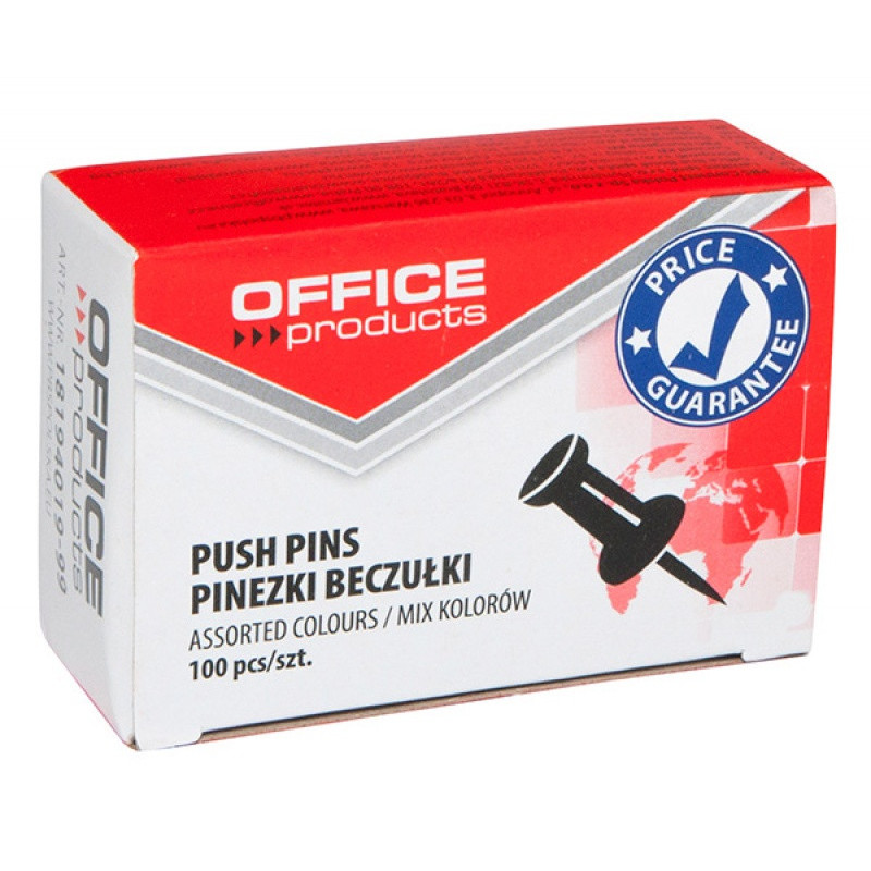 Pinezki beczułki OFFICE PRODUCTS, 100szt., mix kolorów