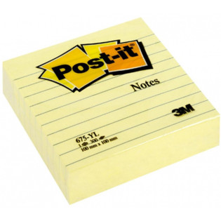 Karteczki samoprzylepne POST-IT® w linie (675-YL), 100x100mm, 1x300 kart., żółte