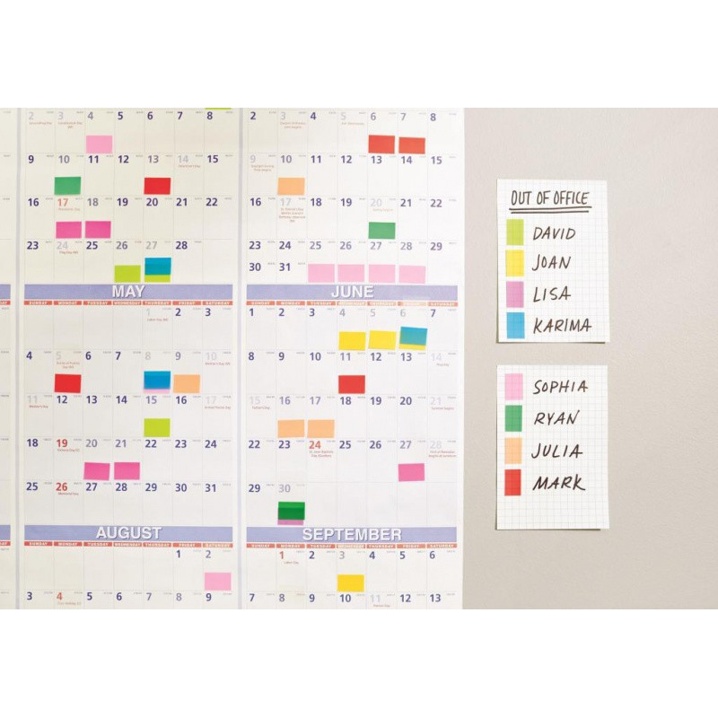 Zestaw promocyjny zakładek POST-IT® (680 -P10+2), PP, 25,4x43,2mm, 10x50 kart.+2x50 GRATIS, mix kolorów