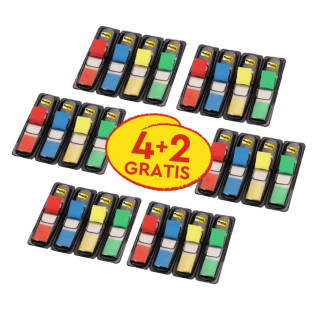 Zestaw promocyjny zakładek POST-IT® (683-4), PP, 11,9x43,2mm, 4x(4x35kart.) +2x(4x35kart.)GRATIS, mix kolorów