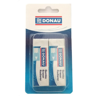 Gumka uniwersalna DONAU, 62x21x11mm, blister - 2szt., biała