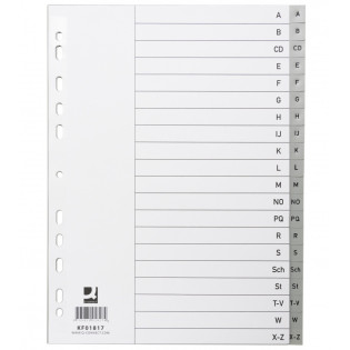 Przekładki Q-CONNECT, PP, A4, 230x297mm, A-Z, 20 kart, szare
