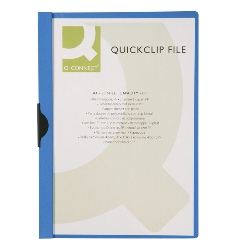 Skoroszyt Q-CONNECT z metalowym klipsem, PP, A4, 200/350mikr., niebieski