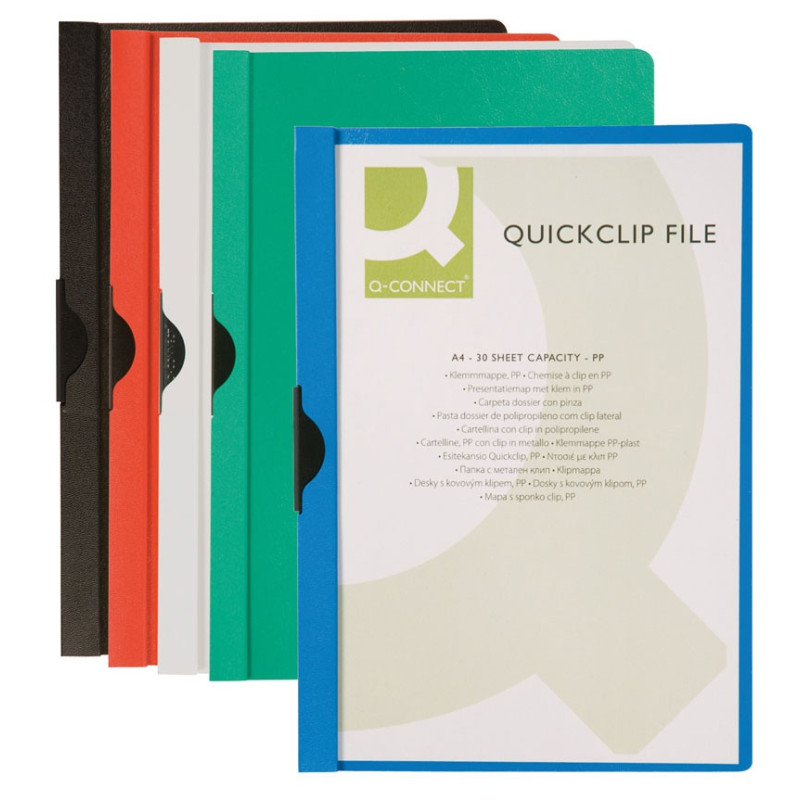 Skoroszyt Q-CONNECT z metalowym klipsem, PP, A4, 200/350mikr., zielony