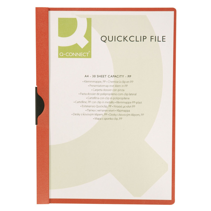 Skoroszyt Q-CONNECT z metalowym klipsem, PP, A4, 200/350mikr., czerwony
