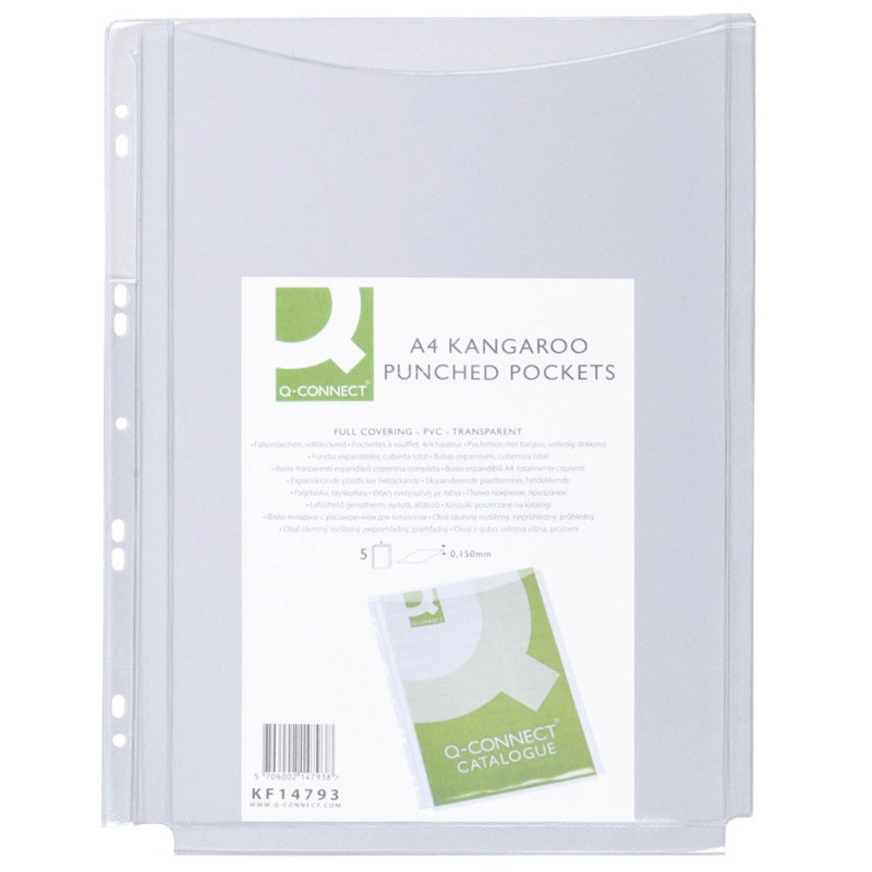 Koszulki na katalogi Q-CONNECT, PVC, A4, krystal, 150mikr., 5szt.