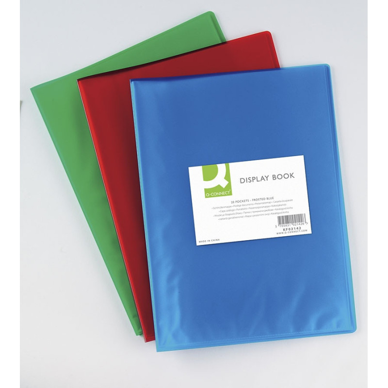 Teczka ofertowa Q-CONNECT, PP, A4, 380mikr., 20 koszulek, transparentna niebieska