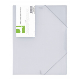 Teczka z gumką Q-CONNECT, PP, A4, 400mikr., 3-skrz., transparentna biała