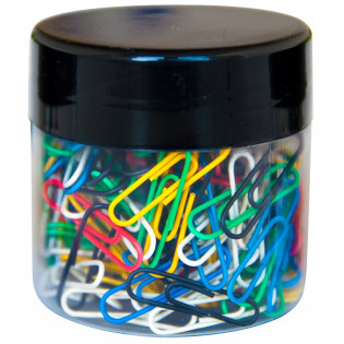 Spinacze okrągłe Q-CONNECT, 28mm, 150szt., w plastikowym słoiku, mix kolorów