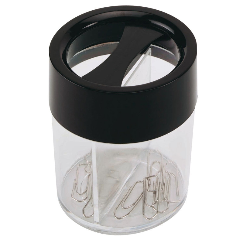 Pojemnik magn. na spinacze Q-CONNECT, duży, transparentny czarny