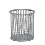 Pojemnik na długopisy Q-CONNECT Office Set, metalowy, srebrny