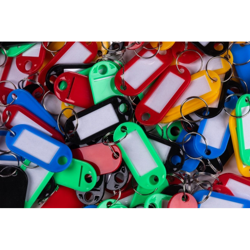 Zawieszki na klucze Q-CONNECT, 50x22mm, 100 szt., mix kolorów