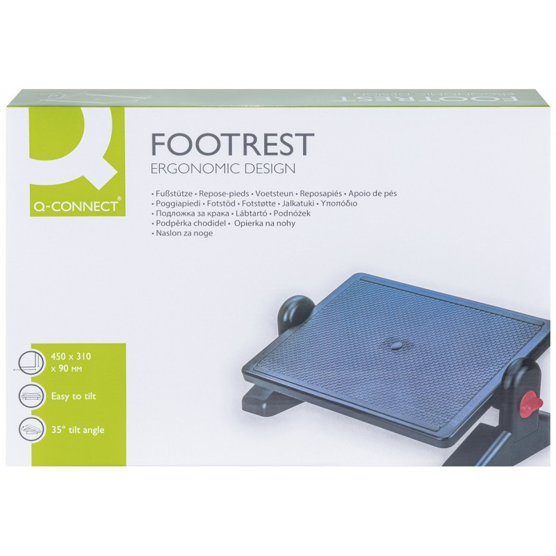 Podnóżek Q-CONNECT, z regulacją (x2), 450x310mm, czarny