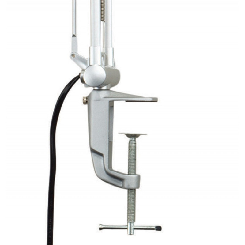 Lampka energooszczędna na biurko MAULoffice, 20W, mocowana zaciskiem, srebrno-czarna