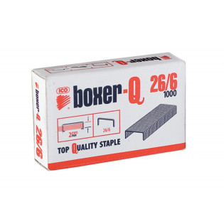 Zszywki ICO Boxer, 26/6, galwanizowane, 1000szt.