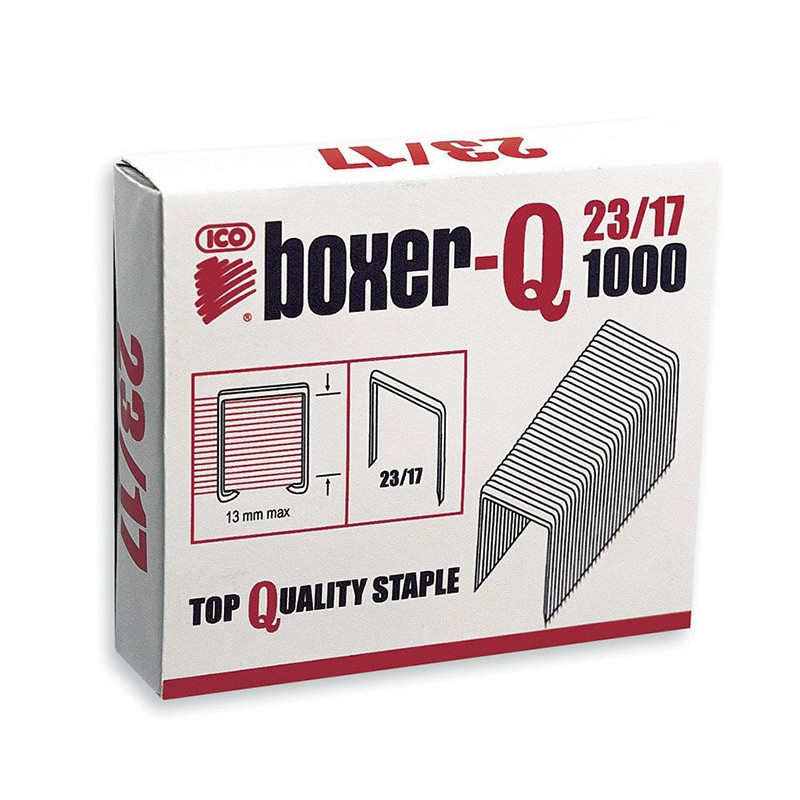 Zszywki ICO Boxer, 23/17, galwanizowane, 1000szt.