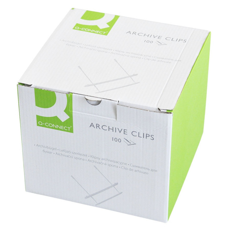 Klipsy archiwizacyjne Q-CONNECT Z-Clip, grubość pliku max. 7cm, biały