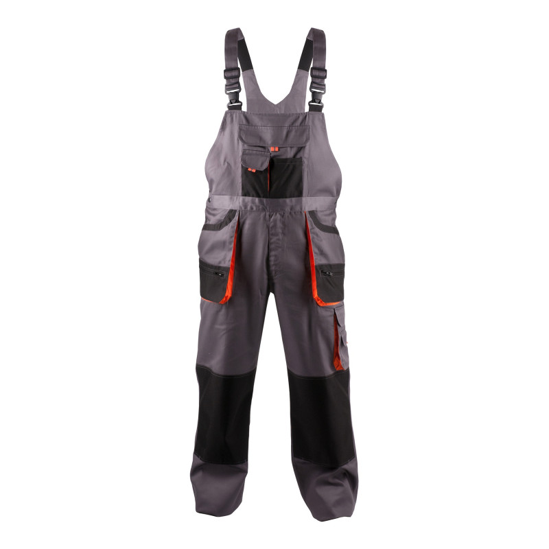 Ogrodniczki ekon. Philip (BE-01-004), bawełna/poliester, rozm. 56, szaro-pomarańczowe