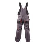 Ogrodniczki ekon. Philip (BE-01-004), bawełna/poliester, rozm. 56, szaro-pomarańczowe