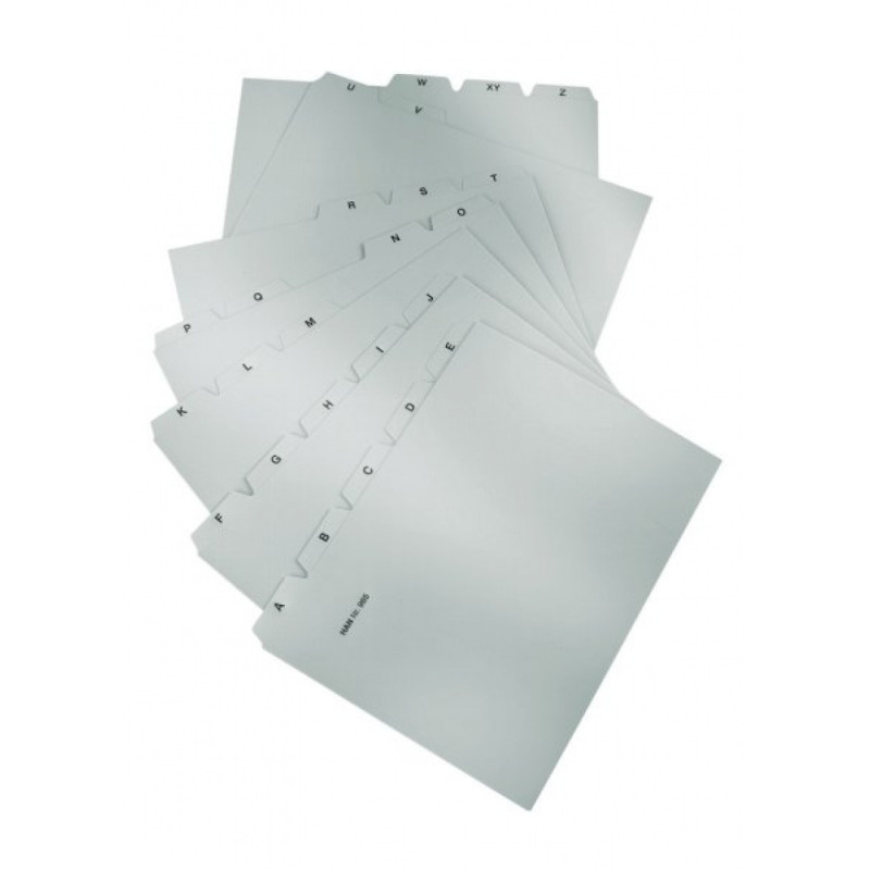 Przekładki HAN Kartei, PP, A5, do kartoteki, A-Z, 25 kart, szare