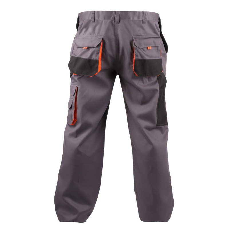 Spodnie ekon. Chris (BE-01-003), bawełna/poliester, rozm. 54, szaro-pomarańczowe