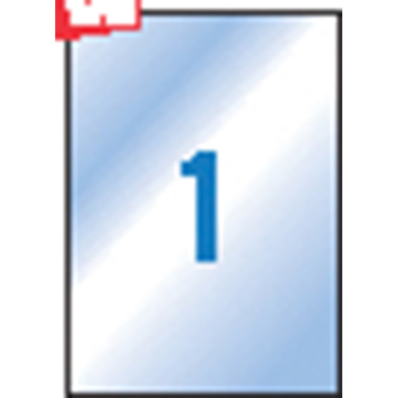 Etykiety poliestrowe APLI, 210x297mm, prostokątne, transparentne 20 ark.