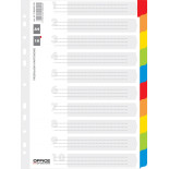 Przekładki OFFICE PRODUCTS, karton, A4, 227x297mm, 10 kart, lam. indeks, mix kolorów