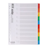 Przekładki OFFICE PRODUCTS, karton, A4, 227x297mm, 10 kart, lam. indeks, mix kolorów