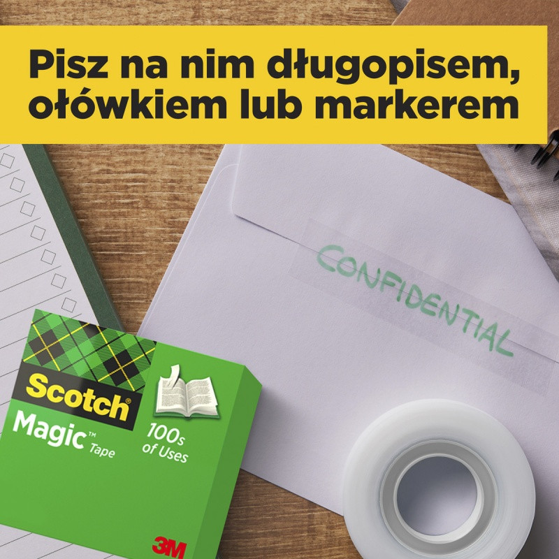 Taśma biurowa SCOTCH® Magic™ (810), matowa, 19mm, 33m