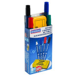 Zestaw 4 markery do tablic DONAU D-Signer B, okrągły, mix kolorów, gąbka gratis