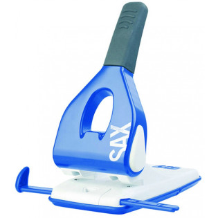 Dziurkacz SAXDesign 618 paperbox, dziurkuje do 65 kartek, niebieski