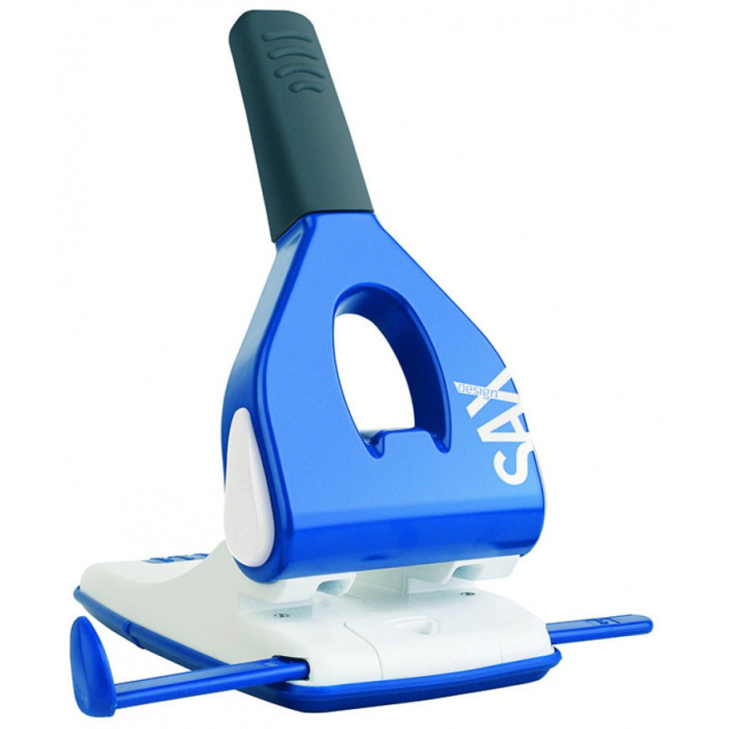 Dziurkacz SAXDesign 618 paperbox, dziurkuje do 65 kartek, niebieski