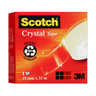Taśma biurowa SCOTCH® Crystal Clear (600), transparentna, 19mm, 33m, w pudełku