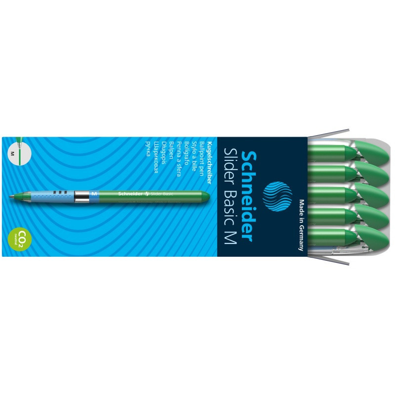 Długopis SCHNEIDER Slider Basic, M, zielony