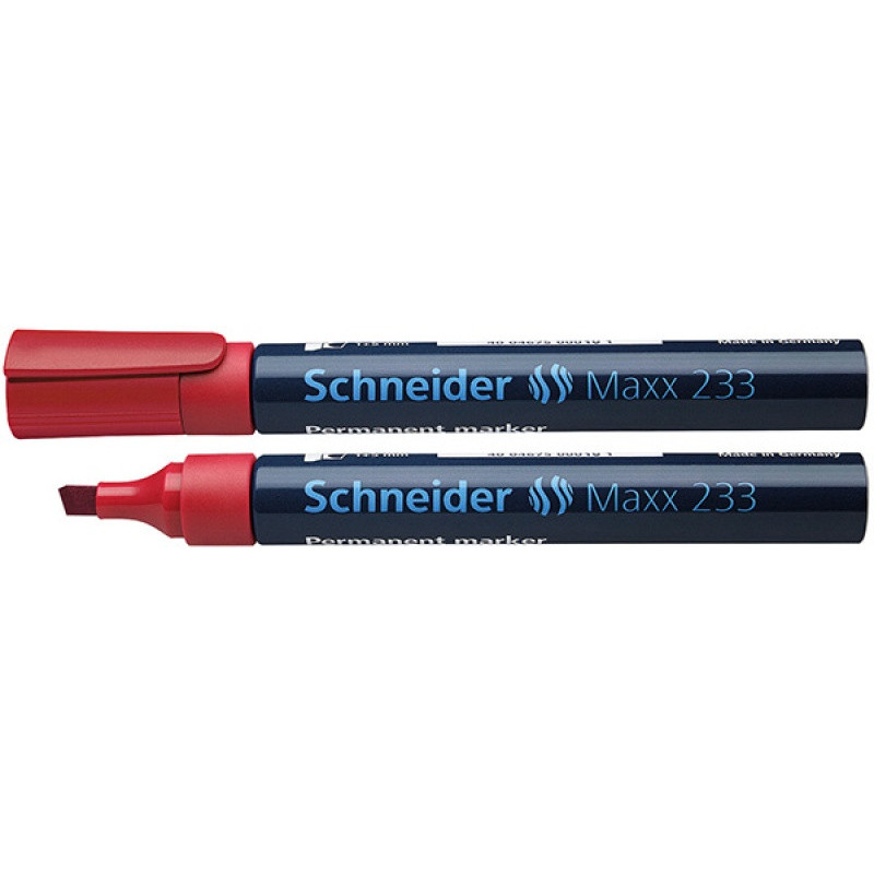 Marker permanentny SCHNEIDER Maxx 233, ścięty, 1-5mm, czerwony