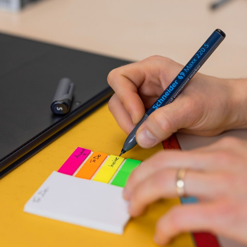Zestaw foliopisów permanentnych SCHNEIDER Maxx 220, S, 0,4 mm, 4 szt., pudełko z zawieszką, mix kolorów