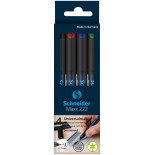 Zestaw foliopisów permanentnych SCHNEIDER Maxx 222, F, 0,7mm, 4 szt., miks kolorów