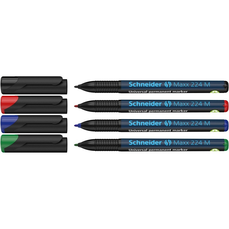 Zestaw foliopisów permanentnych SCHNEIDER Maxx 224, M, 1,0mm, 4 szt., miks kolorów